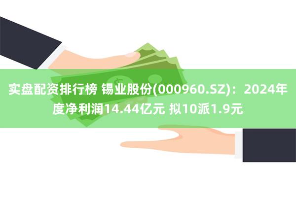 实盘配资排行榜 锡业股份(000960.SZ)：2024年度净利润14.44亿元 拟10派1.9元